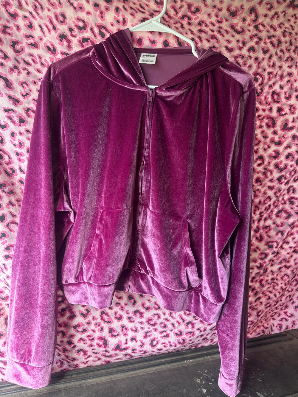 PINK Victoria's Secret Velvet Zip-Up Hoodie in Deep Magenta